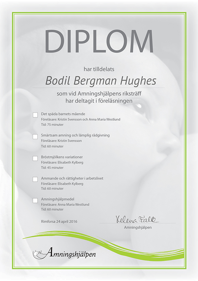 Amningshjälpens riksträff. Bodil Bergman Hughes